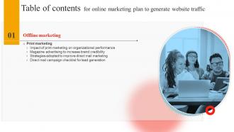 Online Marketing Plan To Generate Website Traffic Table Of Contents MKT SS V