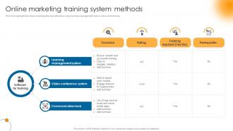 Online Marketing Training System Methods