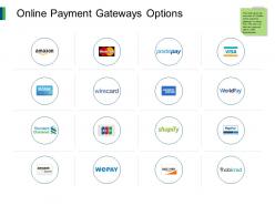 Online Payment Gateways Options Marketing Ppt Powerpoint Presentation Template Icon