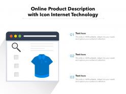 Online product description with icon internet technology
