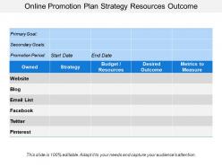 Online promotion plan strategy resources outcome