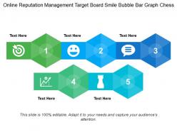 Online reputation management target board smile bubble bar graph chess