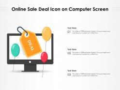 Online sale deal icon on computer screen