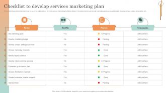 Online Service Marketing Plan Checklist To Develop Services Marketing Plan