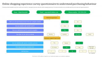 Online Shopping Experience Survey Questionnaire To Understand Purchasing Behaviour Survey SS