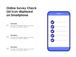 Online survey check list icon displayed on smartphone