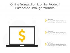 Online transaction icon for product purchased through website
