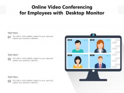 Online video conferencing for employees with  desktop monitor