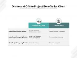 Onsite and offsite project benefits for client