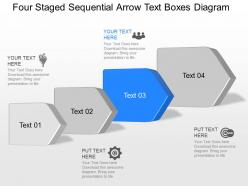 Oo four staged sequential arrow text boxes diagram powerpoint template
