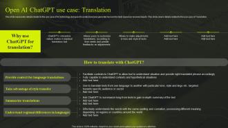 Open Ai ChatGPT Use Case Translation Comprehensive Guide On GPT Chatbot ChatGPT SS