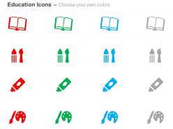 Open book brush paint board ppt icons graphics
