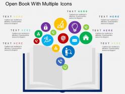 Open book with multiple icons flat powerpoint design