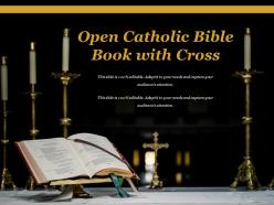 Open Catholic Bible Book With Cross