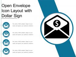 Open envelope icon layout with dollar sign