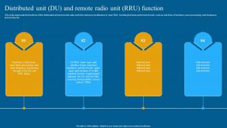 Open RAN 5G Distributed Unit DU And Remote Radio Unit RRU Function
