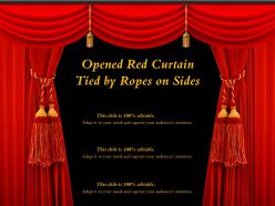 Opened red curtain tied by ropes on sides