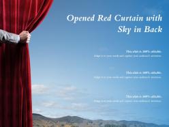 Opened red curtain with sky in back