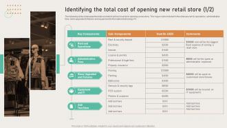 Opening Departmental Store To Increase Identifying The Total Cost Of Opening New Retail Store