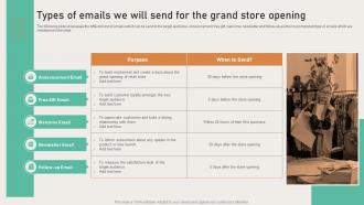 Opening Departmental Store To Increase Types Of Emails We Will Send For The Grand Store Opening