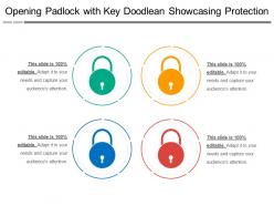 Opening padlock with key doodlean showcasing protection