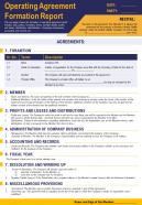 Operating agreement formation report presentation report infographic ppt pdf document