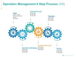 Operation management 6 step process product and services gear ppt powerpoint presentation summary show