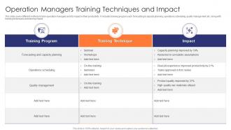 Operation Managers Training Techniques And Impact