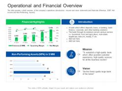 Operational and financial overview investor pitch presentation raise funds financial market