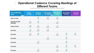 Operational cadence covering meetings of different teams
