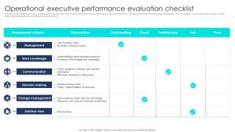 Operational Executive Performance Evaluation Checklist