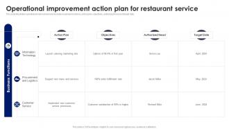 Operational Improvement Action Plan For Restaurant Service