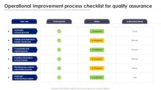 Operational Improvement Process Checklist For Quality Assurance