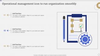 Operational Management Icon To Run Organization Smoothly