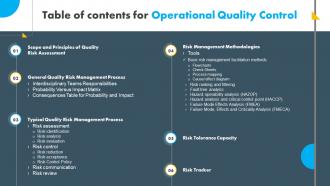 Operational Quality Control Table Of Contents Ppt Download