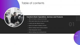 Operational Transformation In Banking Operations Model Table Of Contents