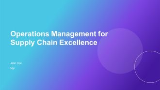 Operations Management For Supply Chain Excellence PPT PowerPoint AT