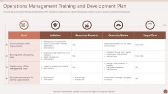 Operations Management Training And Development Plan