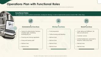 Operations plan with functional roles strategical planning for opening a cafeteria