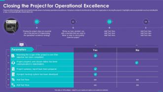 Operations Playbook Closing The Project For Operational Excellence