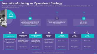 Operations Playbook Lean Manufacturing As Operational Strategy
