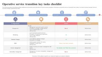 Operative Service Transition Key Tasks Checklist