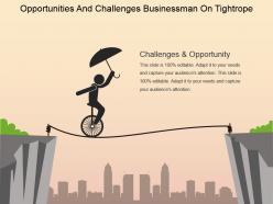Opportunities and challenges businessman on tightrope powerpoint images