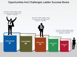 Opportunities and challenges ladder success books powerpoint slide clipart