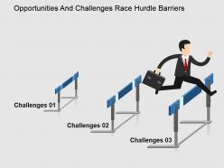 Opportunities and challenges race hurdle barriers powerpoint slide designs
