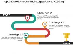 Opportunities and challenges zigzag curved roadmap powerpoint slide themes