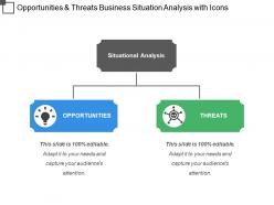 Opportunities and threats business situation analysis with icons