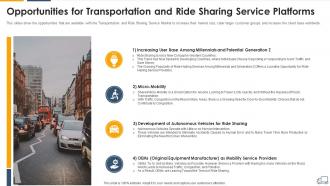 Opportunities for transportation and ride sharing services industry pitch deck