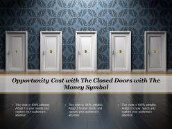 Opportunity cost with the closed doors with the money symbol