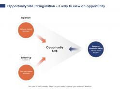 Opportunity size triangulation 3 way to view an opportunity market ppt powerpoint presentation